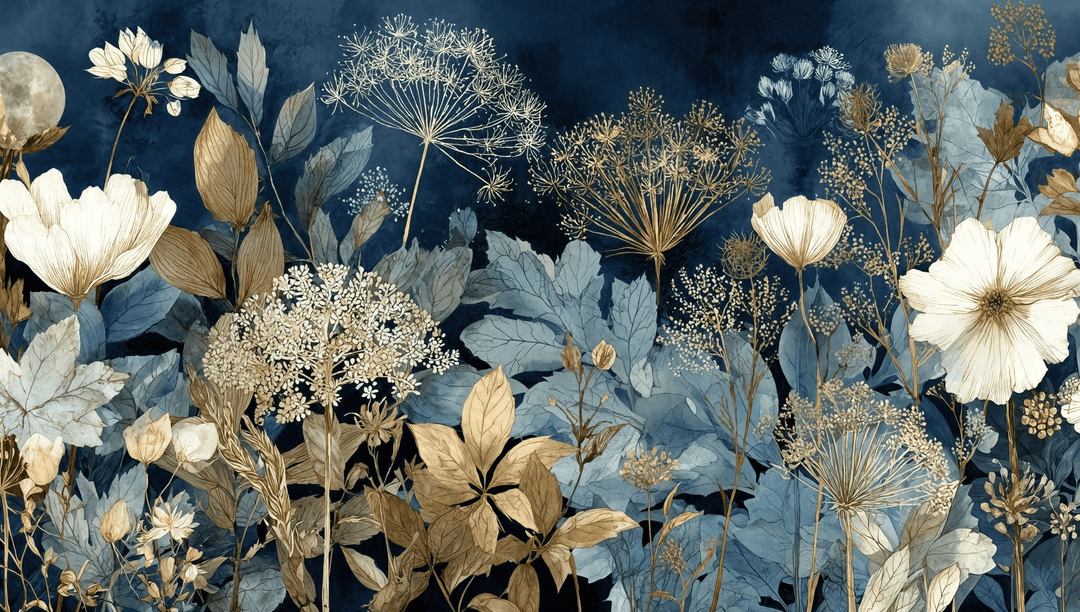 Herbier de Minuit - Finition intissé - L455 x H258cm - Illulart: Papier peint panoramique