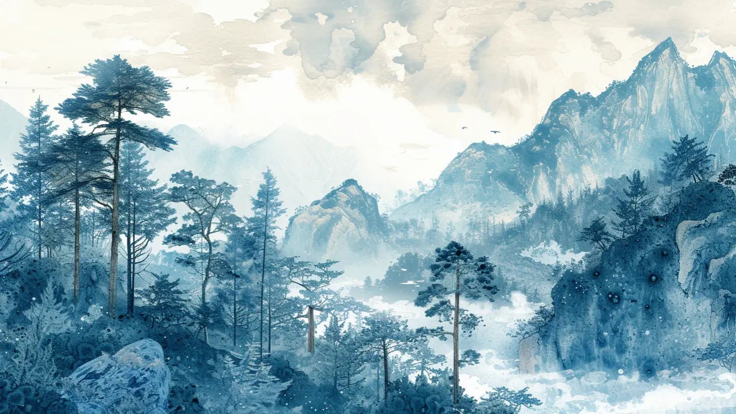 Horizon bleu à la montagne - Illulart: Papier peint panoramique