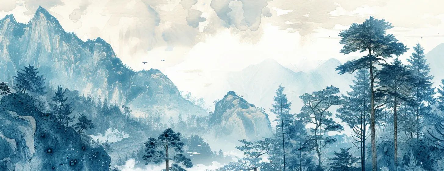 Horizon bleu à la montagne - Illulart: Papier peint panoramique