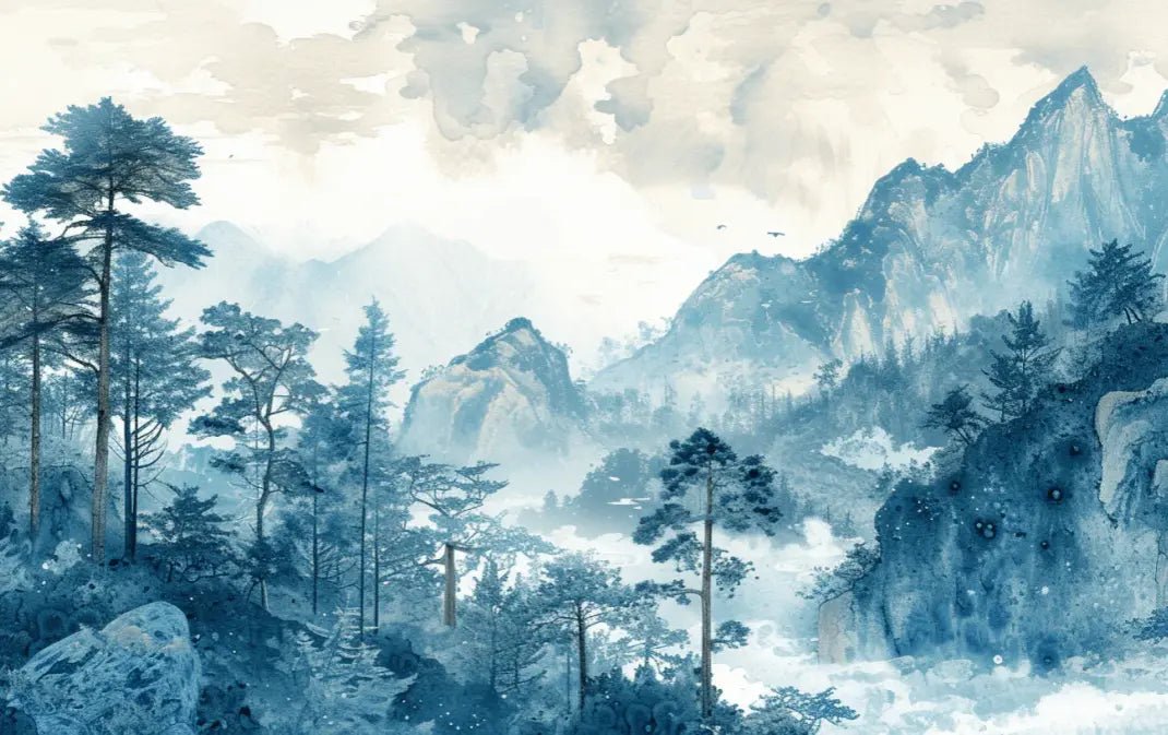 Horizon bleu à la montagne - Illulart: Papier peint panoramique