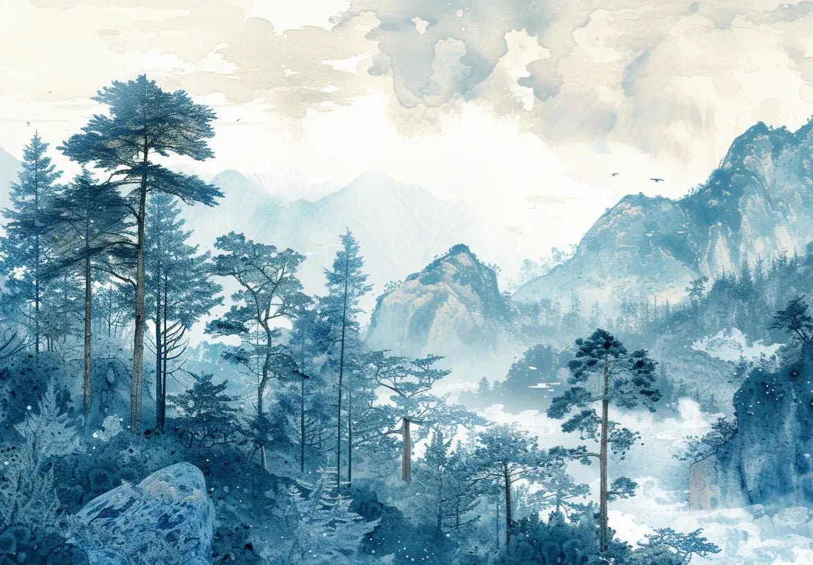 Horizon bleu à la montagne - Illulart: Papier peint panoramique