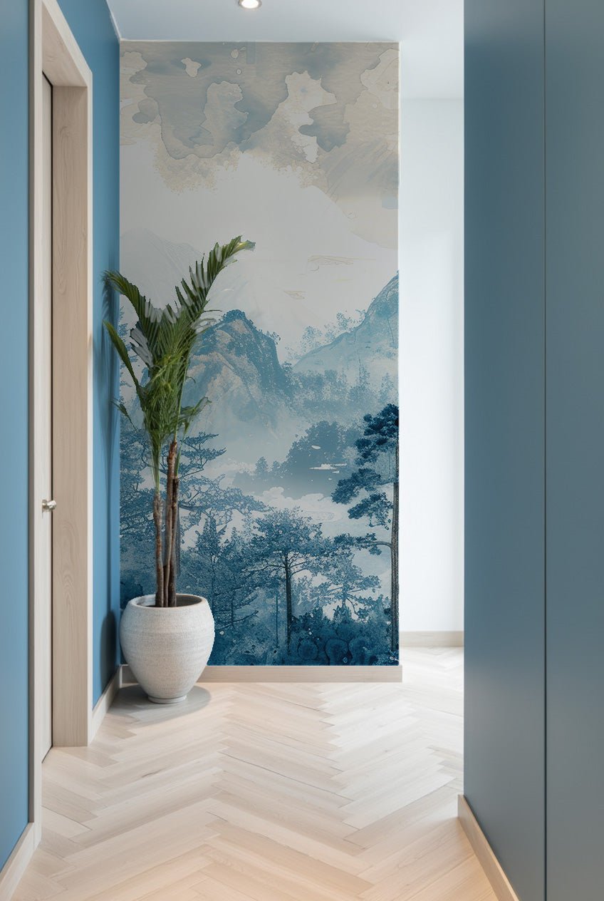 Horizon bleu à la montagne - Illulart: Papier peint panoramique