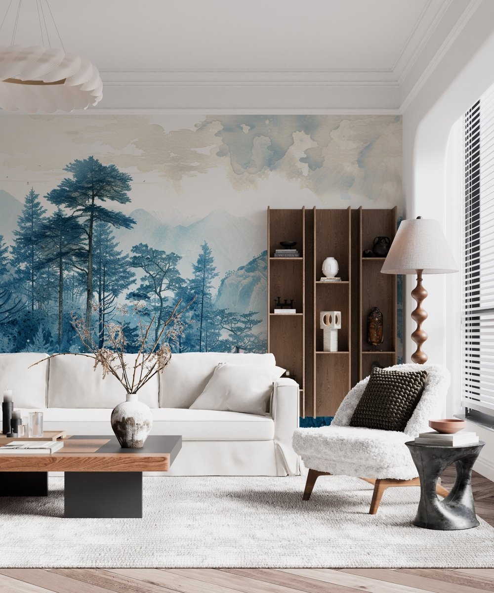 Horizon bleu à la montagne - Illulart: Papier peint panoramique