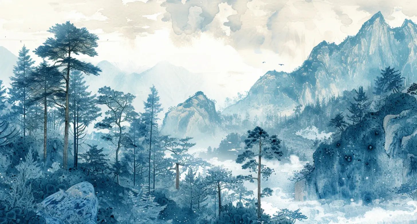 Horizon bleu à la montagne - Illulart: Papier peint panoramique