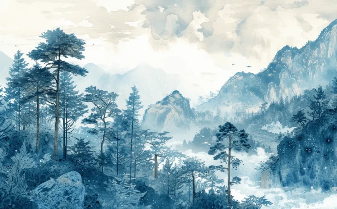 Horizon bleu à la montagne - Illulart: Papier peint panoramique