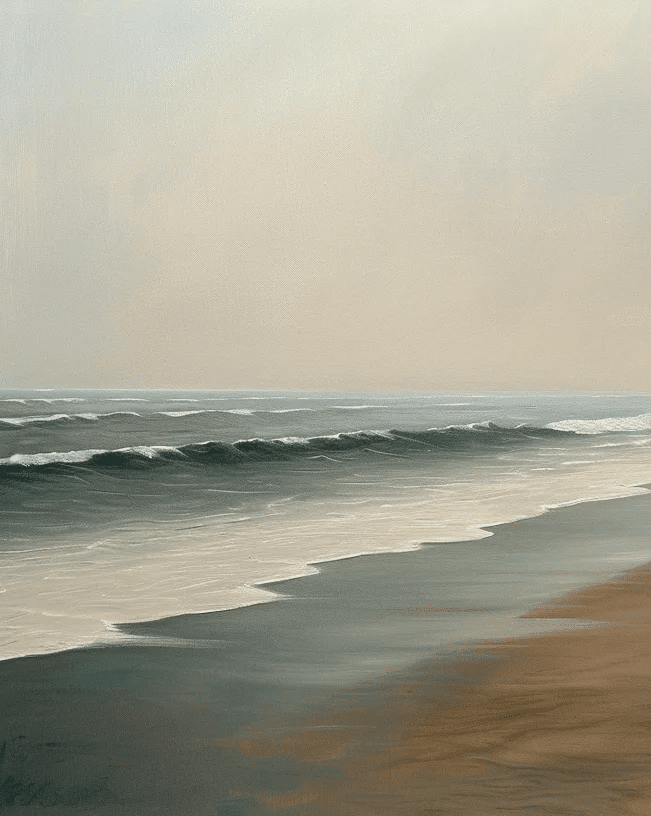 Horizon Paisible : Papier peint Plage et mer en peinture - Illulart: Papier peint panoramique