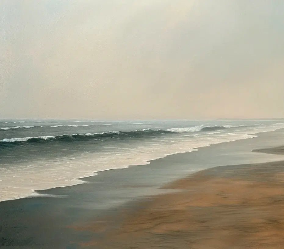 Horizon Paisible : Papier peint Plage et mer en peinture - Illulart: Papier peint panoramique