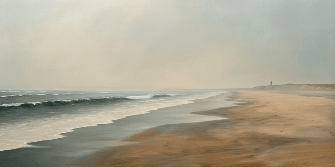 Horizon Paisible : Papier peint Plage et mer en peinture - Illulart: Papier peint panoramique