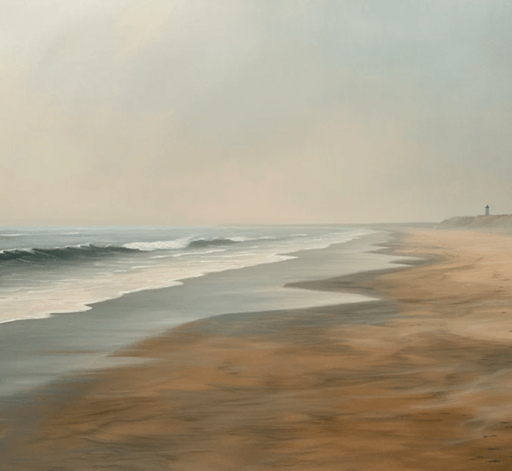 Horizon Paisible : Papier peint Plage et mer en peinture - Illulart: Papier peint panoramique