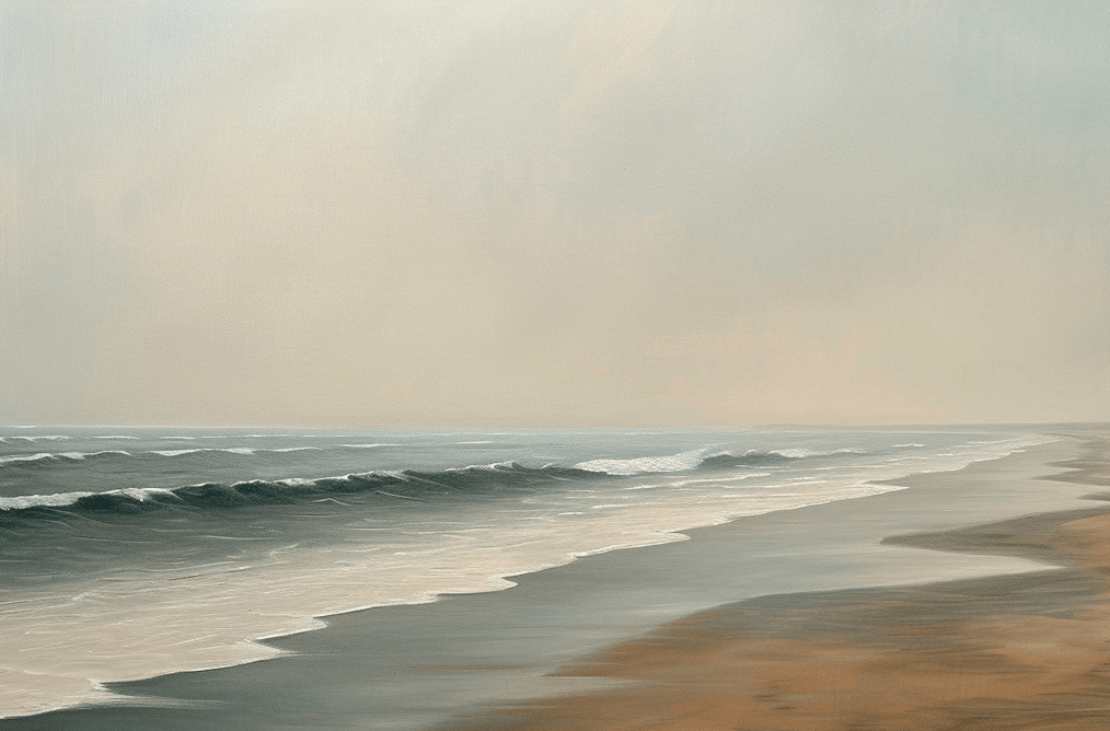 Horizon Paisible : Papier peint Plage et mer en peinture - Illulart: Papier peint panoramique