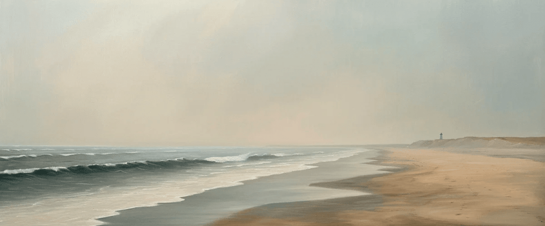 Horizon Paisible : Papier peint Plage et mer en peinture - Illulart: Papier peint panoramique