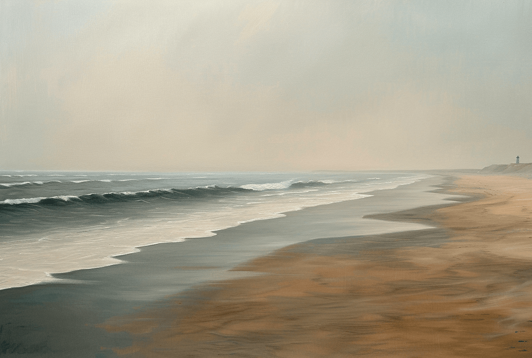 Horizon Paisible : Papier peint Plage et mer en peinture - Illulart: Papier peint panoramique