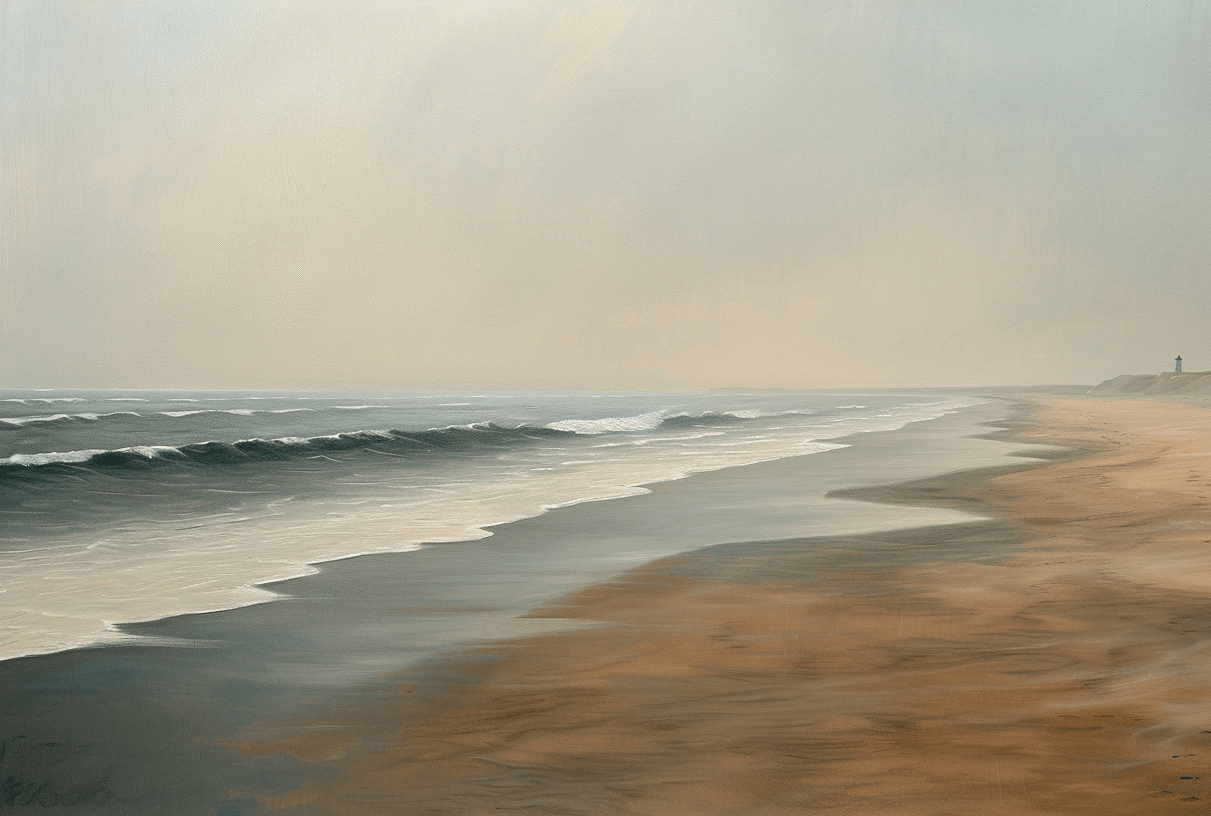Horizon Paisible : Papier peint Plage et mer en peinture - Illulart: Papier peint panoramique