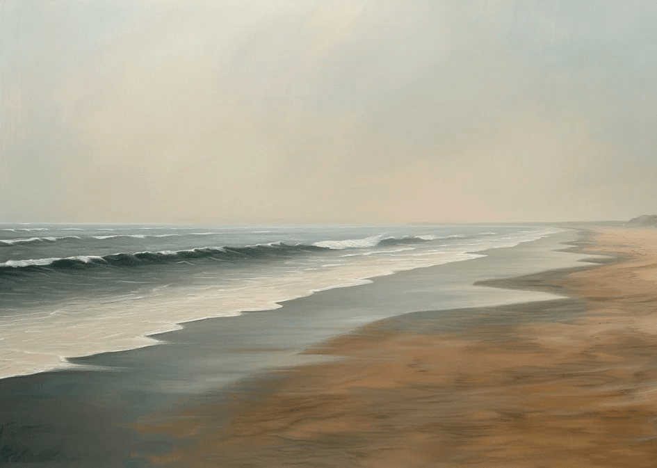 Horizon Paisible : Papier peint Plage et mer en peinture - Illulart: Papier peint panoramique