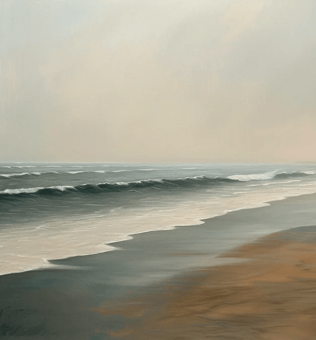 Horizon Paisible : Papier peint Plage et mer en peinture - Illulart: Papier peint panoramique