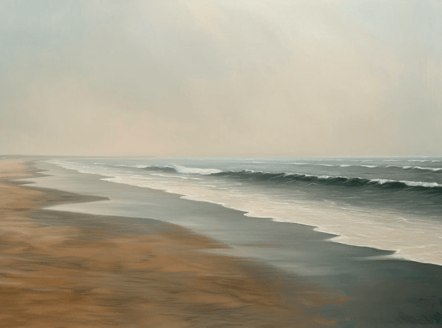 Horizon Paisible : Papier peint Plage et mer en peinture - Illulart: Papier peint panoramique