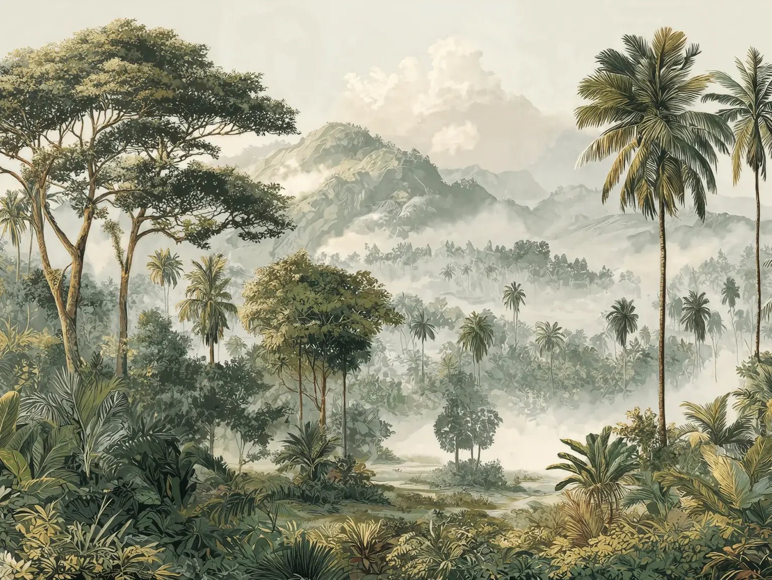 Immersion en pleine nature – Papier peint jungle luxuriante - Illulart: Papier peint panoramique