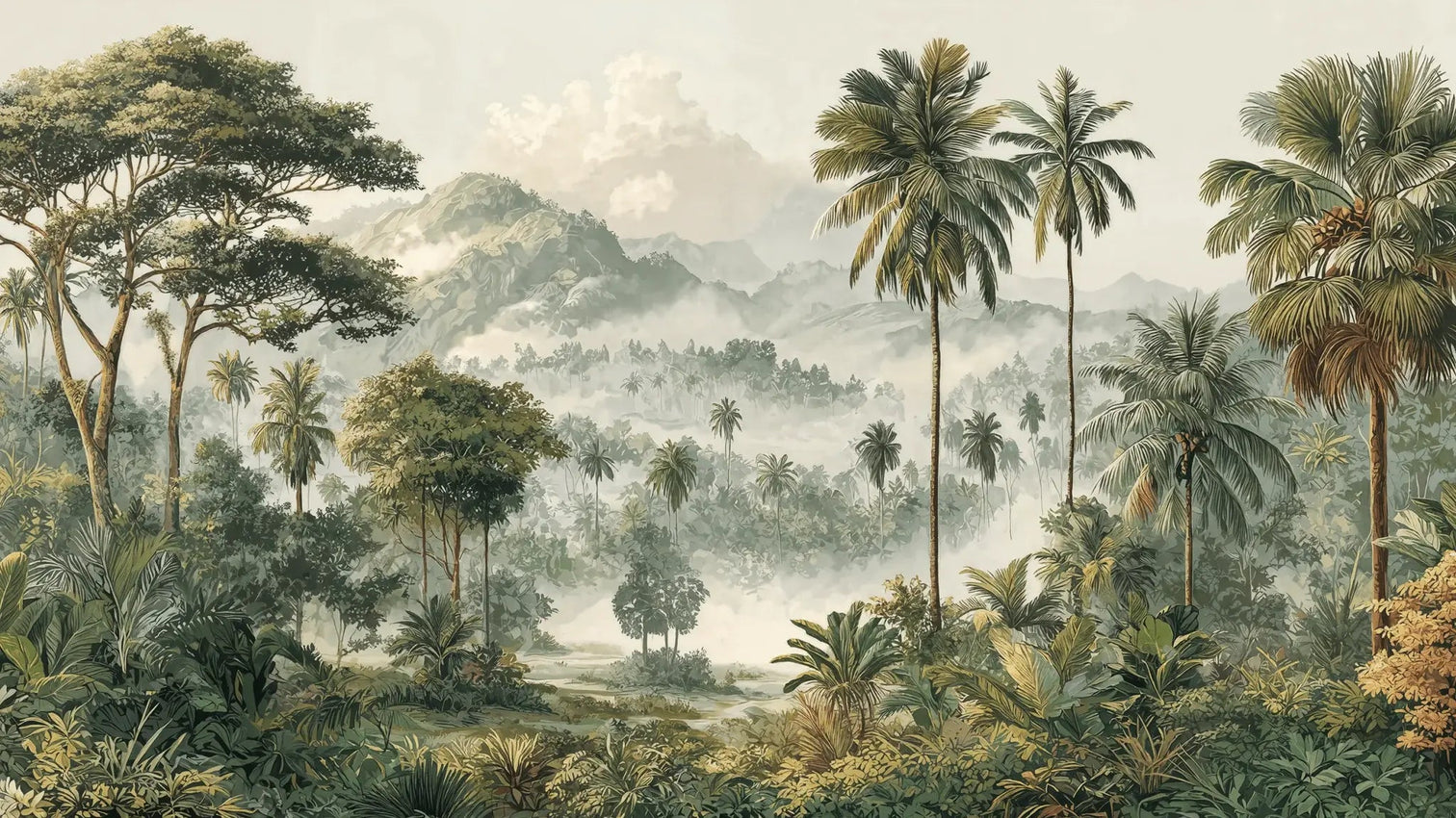 Immersion en pleine nature – Papier peint jungle luxuriante - Illulart: Papier peint panoramique
