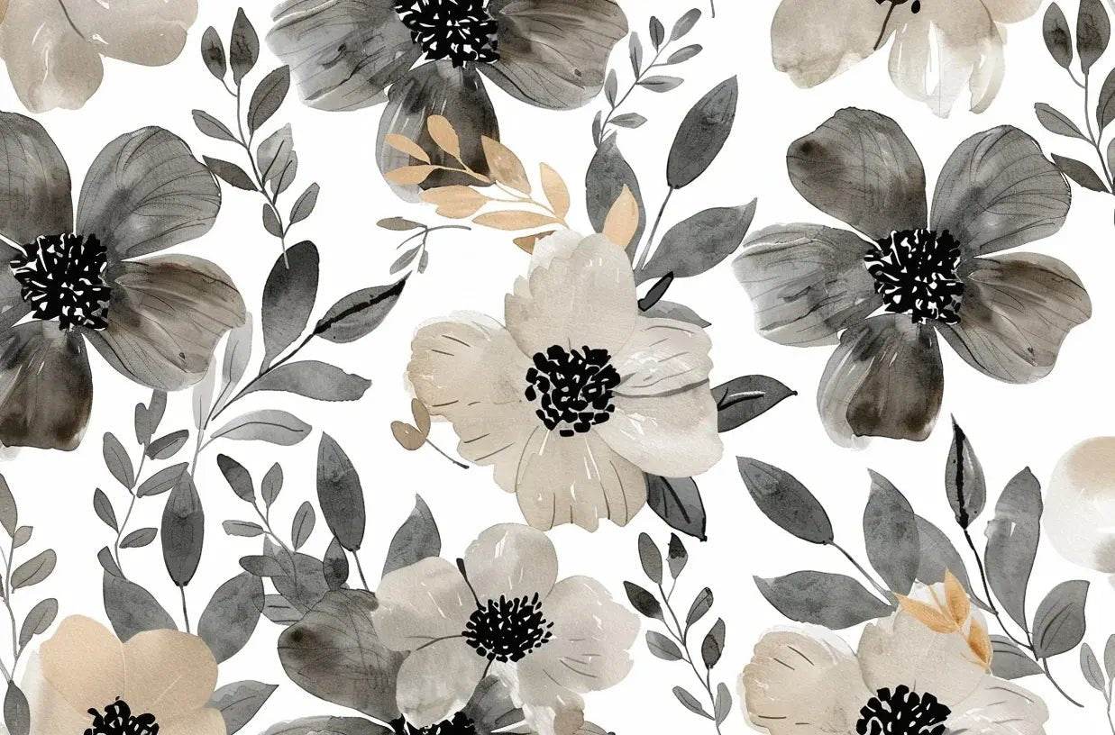 Infusion Florale: Nuances de Gris et Beige sur les Murs