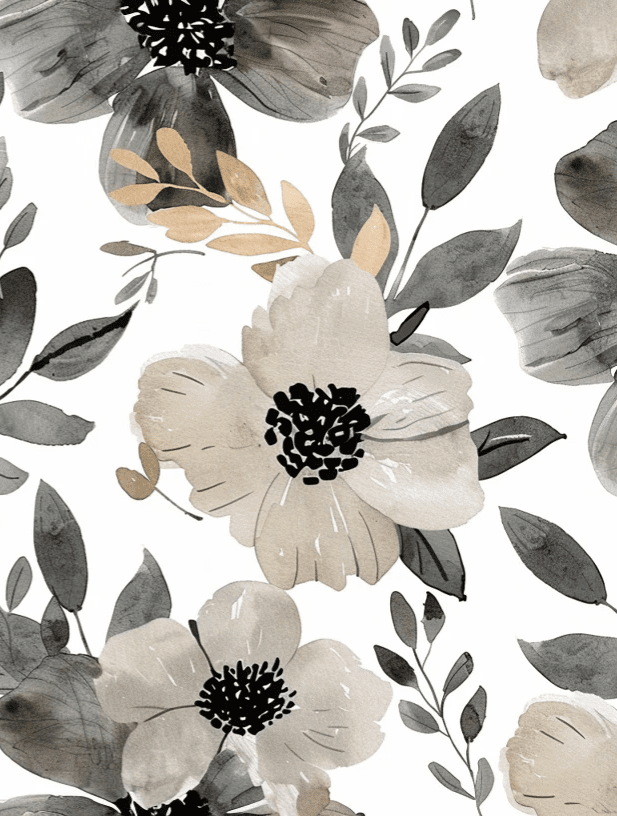 Infusion Florale: Nuances de Gris et Beige sur les Murs - Illulart: Papier peint panoramique