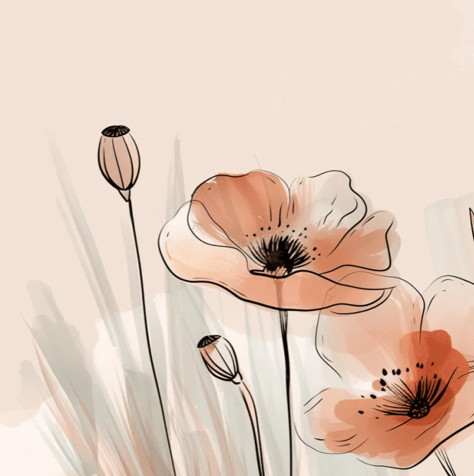 Jardin de Coquelicots – Panoramique aux Tons Pastels - Illulart: Papier peint panoramique