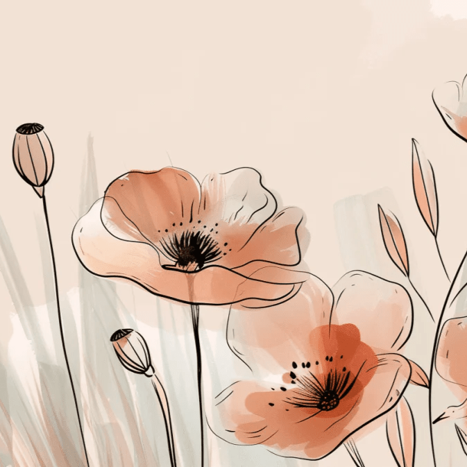 Jardin de Coquelicots – Panoramique aux Tons Pastels - Illulart: Papier peint panoramique