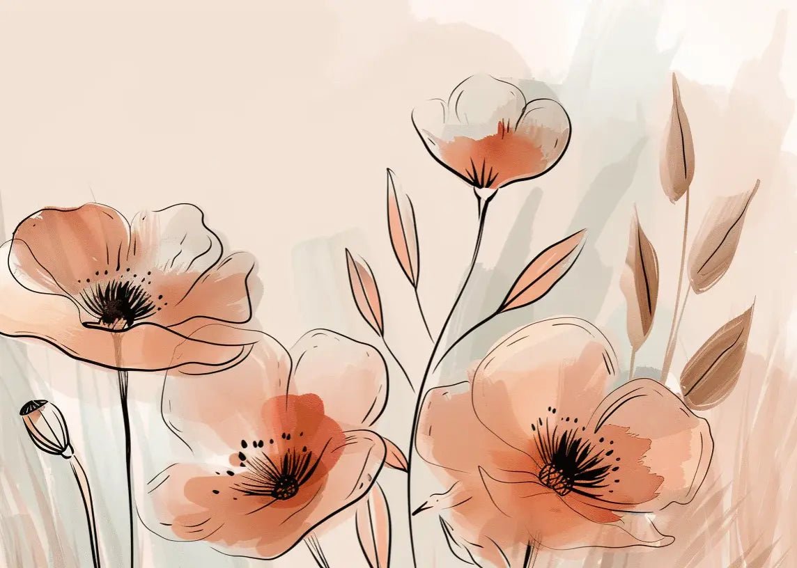 Jardin de Coquelicots – Panoramique aux Tons Pastels