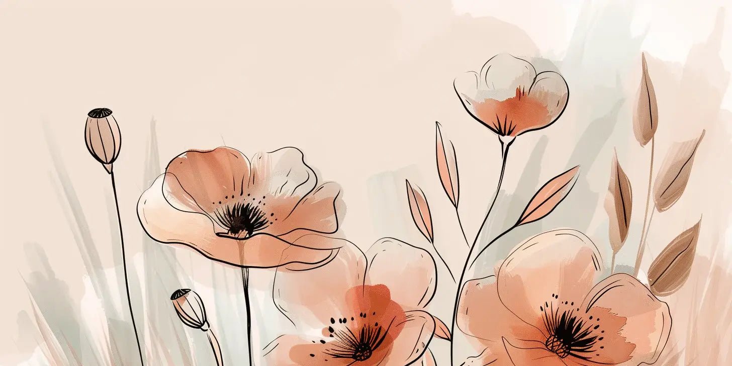 Jardin de Coquelicots – Panoramique aux Tons Pastels - Illulart: Papier peint panoramique