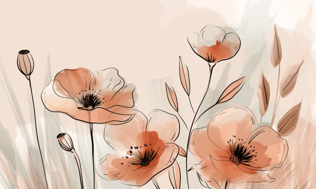 Jardin de Coquelicots – Panoramique aux Tons Pastels - Illulart: Papier peint panoramique