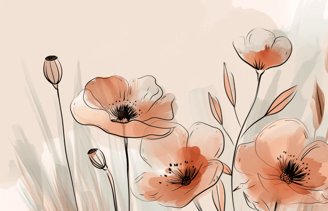 Jardin de Coquelicots – Panoramique aux Tons Pastels - Illulart: Papier peint panoramique