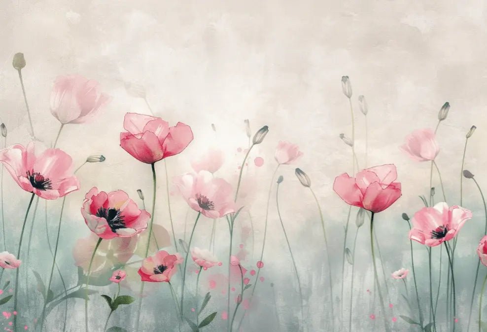 Jardin de Douceur - Revêtement Mural Coquelicots - Illulart: Papier peint panoramique