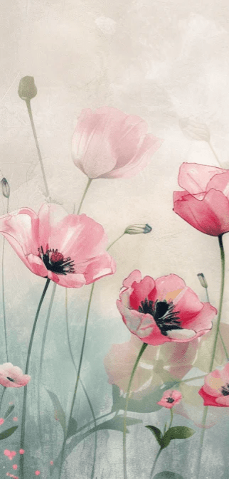 Jardin de Douceur - Revêtement Mural Coquelicots - Illulart: Papier peint panoramique
