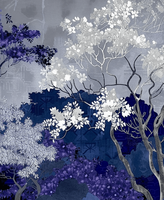 Jardin nocturne - Illulart: Papier peint panoramique