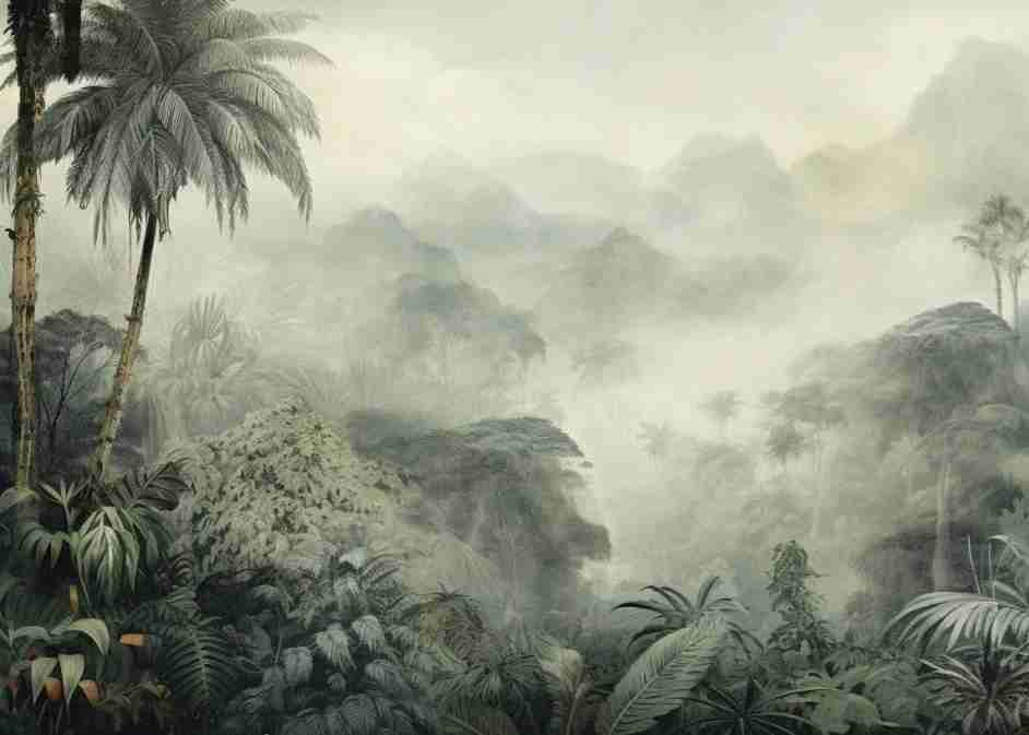 Jungle tropicale brumeuse - Illulart: Papier peint panoramique