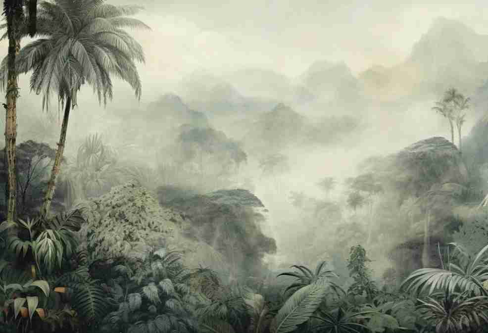 Jungle tropicale brumeuse - Illulart: Papier peint panoramique