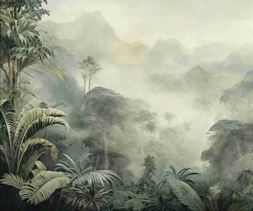Jungle tropicale brumeuse - Illulart: Papier peint panoramique