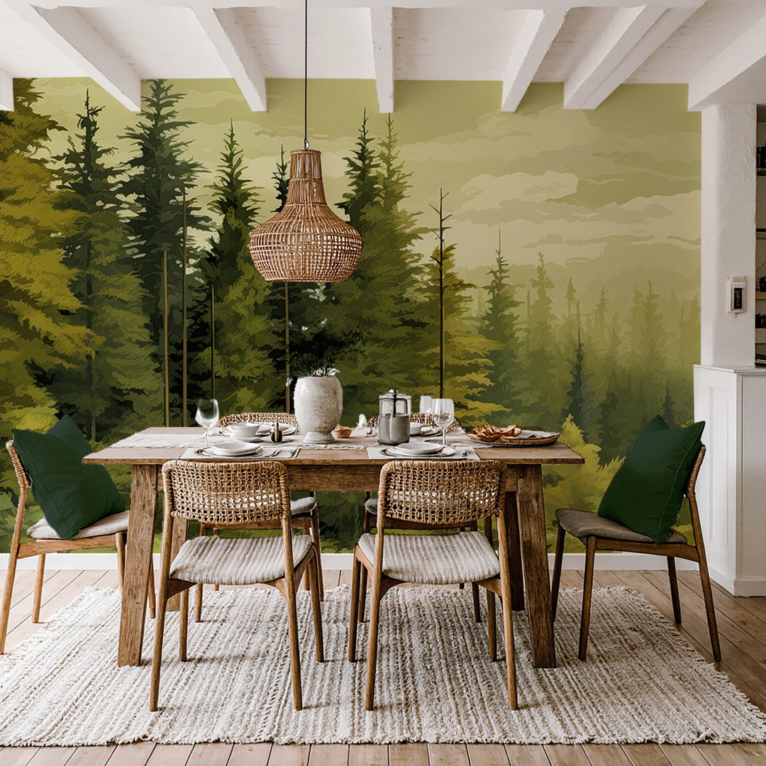 La forêt de sapins - Papier peint panoramqiue nature - Illulart: Papier peint panoramique