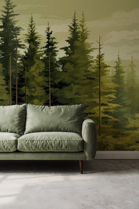 La forêt de sapins - Papier peint panoramqiue nature - Illulart: Papier peint panoramique