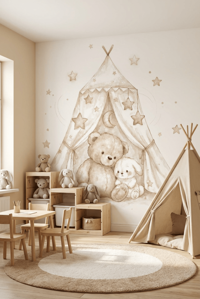 Le tipi de l'ourson - Illulart: Papier peint panoramique