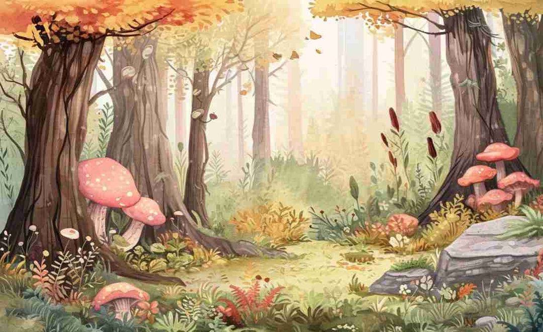 Les champignons fantastiques - Panoramique automnal - Illulart: Papier peint panoramique