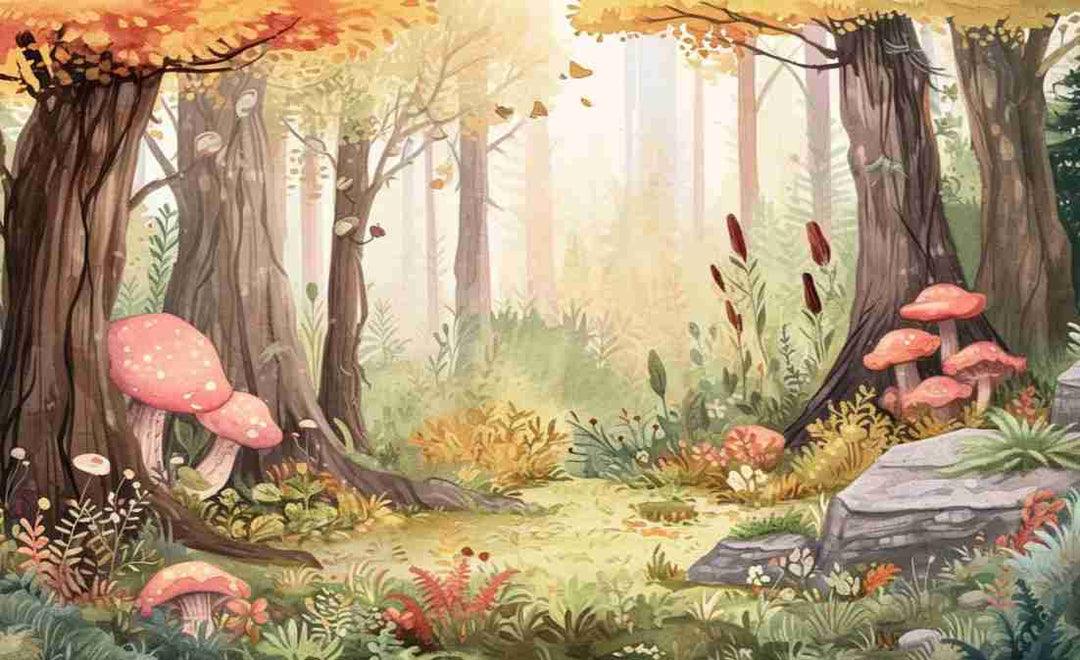 Les champignons fantastiques - Panoramique automnal - Illulart: Papier peint panoramique