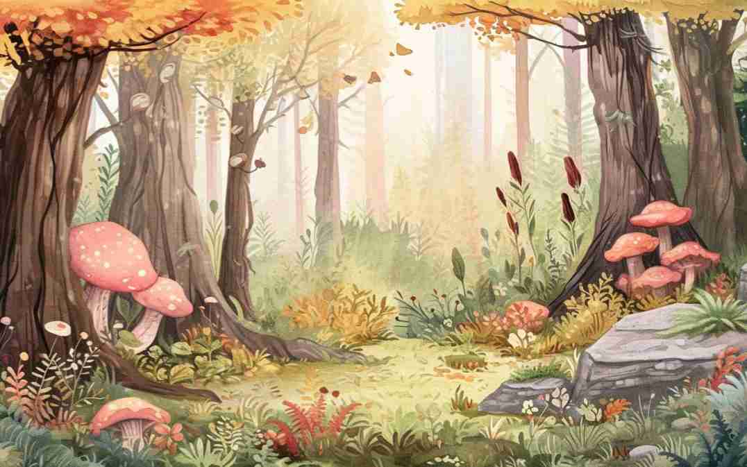 Les champignons fantastiques - Panoramique automnal - Illulart: Papier peint panoramique