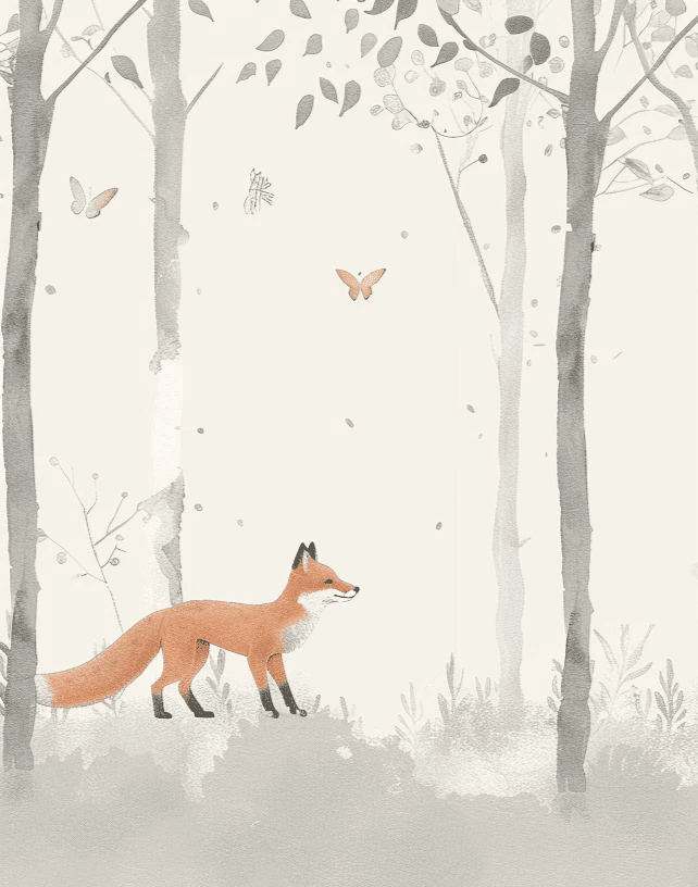 Les Renards dans les Bois - Illulart: Papier peint panoramique