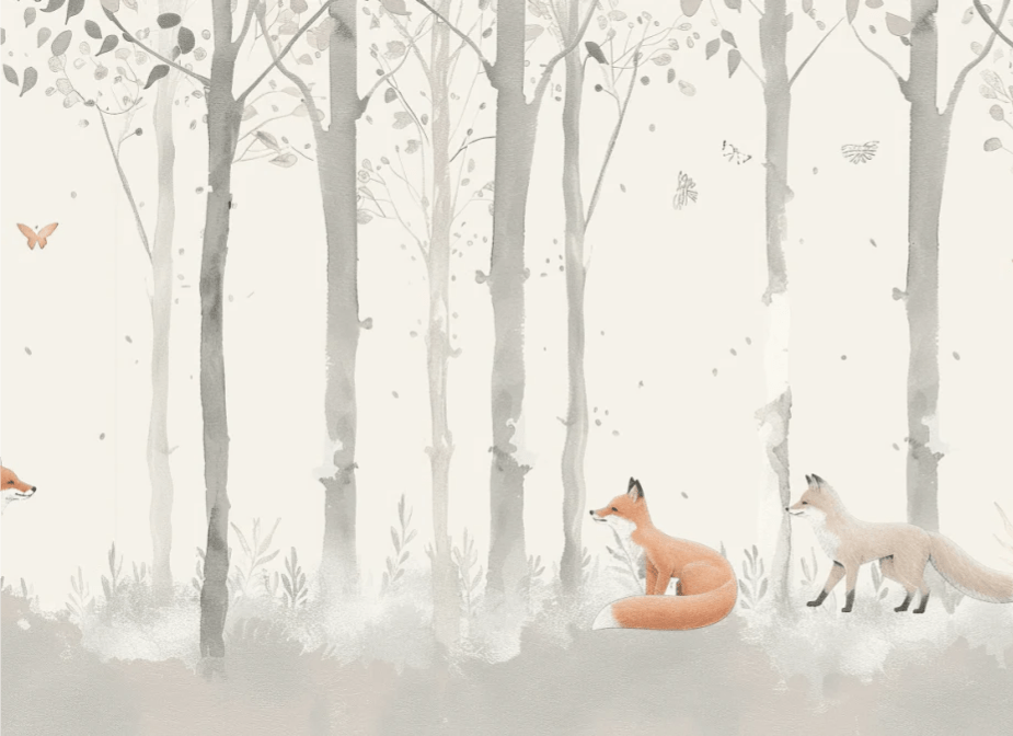 Les Renards dans les Bois - Illulart: Papier peint panoramique