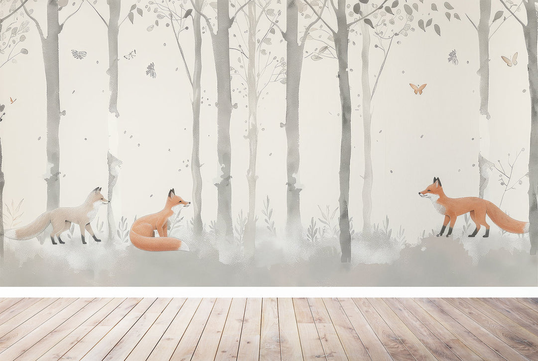 Les Renards dans les Bois - Illulart: Papier peint panoramique
