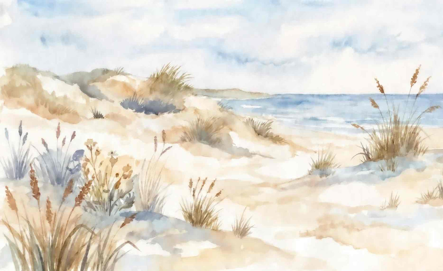 Lumière des Dunes – Papier peint panoramique bord de mer - Illulart: Papier peint panoramique