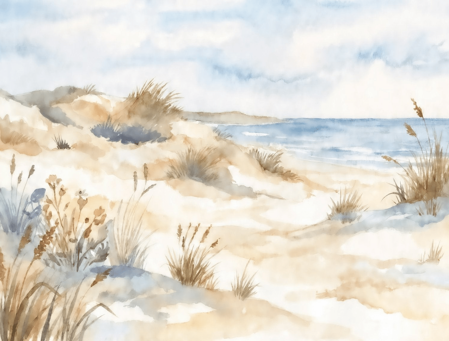 Lumière des Dunes – Papier peint panoramique bord de mer - Illulart: Papier peint panoramique