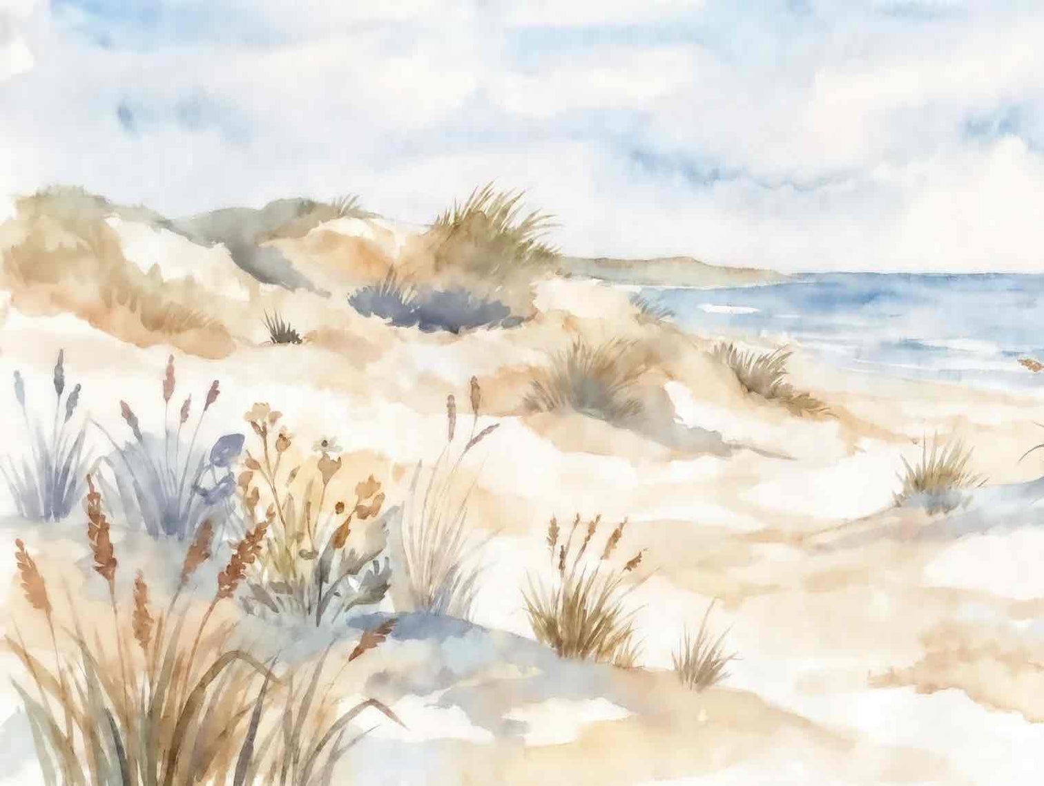 Lumière des Dunes – Papier peint panoramique bord de mer - Illulart: Papier peint panoramique