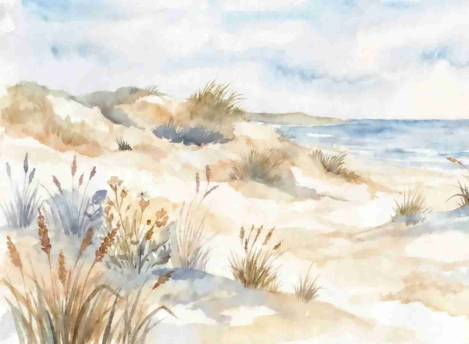 Lumière des Dunes – Papier peint panoramique bord de mer - Illulart: Papier peint panoramique