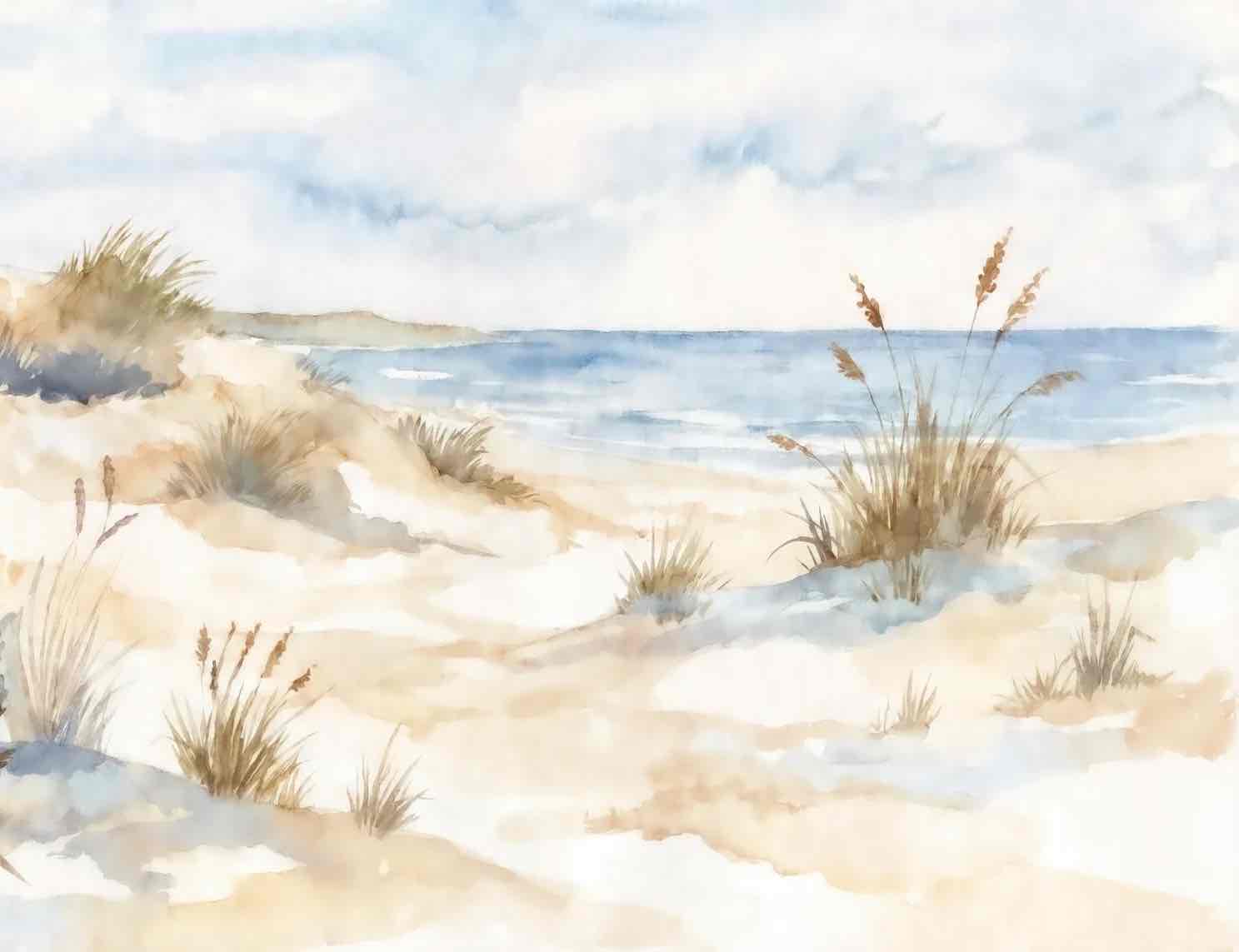 Lumière des Dunes – Papier peint panoramique bord de mer - Illulart: Papier peint panoramique